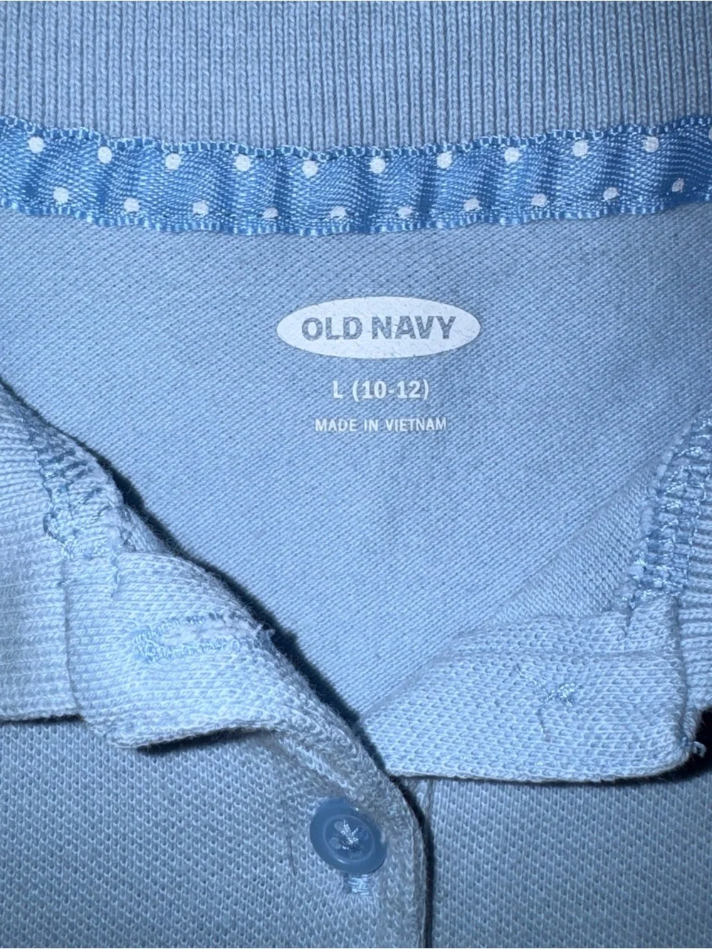 Old Navy size L 10/12 Light Blue short sleeve Polo Tee shirt